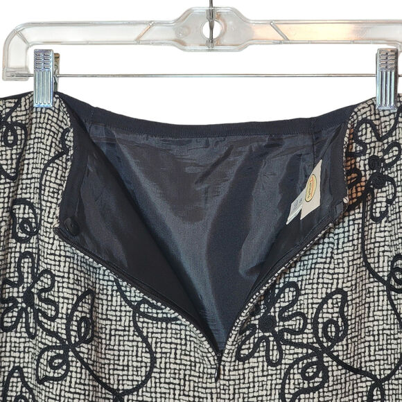 Talbots Tweed Embroidered Pencil Skirt Black White Midi Wool Career Workwear 10 - Picture 6 of 11